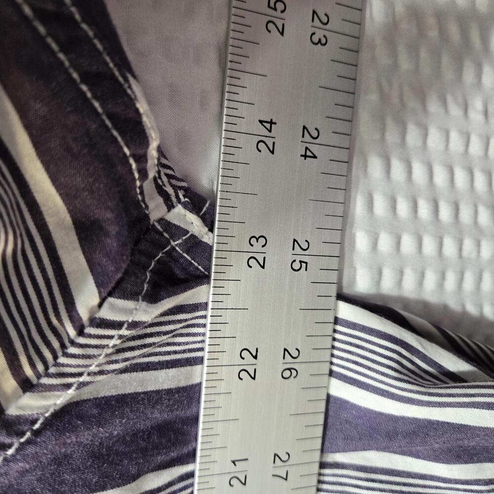 Esprit Men's XL Slim Fit Purple Striped Button Up Shirt Long Sleeve Roll Tab - Picture 9 of 9
